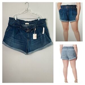 NEW Jessica Simpson Wander Soft Sculpt Paper Bag Waist 22W Belted Shorts Stretch